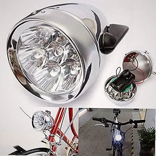 Classic Chrome Bicycle Bullet Head Light 7- LED Cruiser Lowrider Chopper Bikes