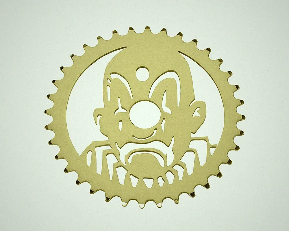 Lowrider Bicycle Laser Cut Gold Joker Face 36t Custom Bike Sprocket.