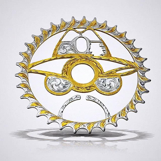 Lowrider Bicycle Laser Cut Mirror Chrome Lowrider Golo Man 36T Custom Sprocket.