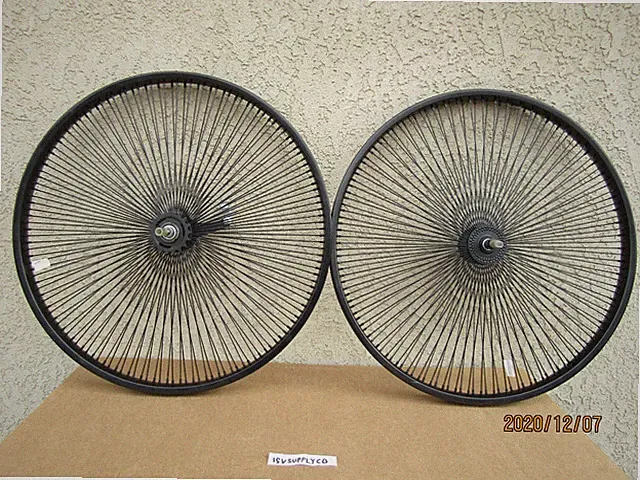 NEW 26'' -140 SPOKES BLACK BICYCLE RIM SET FOR CRUISER, TRICYCLE, CHOPPER