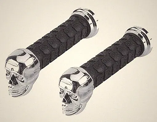 Original Lowrider Bicycle Grips SKULL Black & Chrome Cruiser Chopper BMX Bike
