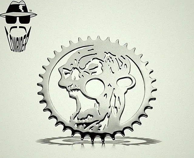ORIGINAL LOWRIDER Bicycle Laser Cut Chrome Skull Face Cutout 36T Custom Sprocket