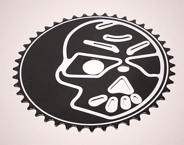 PRO+ BMX Bike Skull Sprocket 1/2" X 1/8" 44 T Black/White Chopper Bicycle