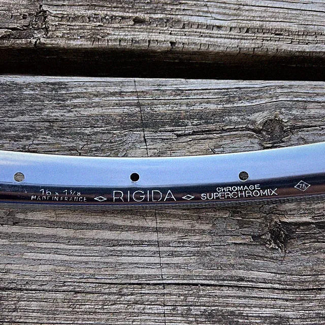 RIGIDA BICYCLE RIM 16 X 1-3/8 FITS FOLD UP BIKES CHOPPER CUSTOM & OTHERS 20H NOS