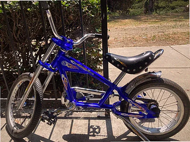 Very Clean Blue & Chrome Schwinn CHOPPER JR.Bicycle w/ALL Original parts.