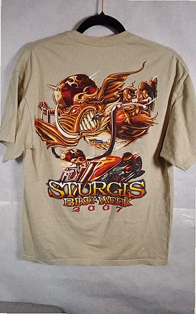 Vintage 2007 Men's Sturgis Bike Week Hog Chopper Size Large Baige Double...