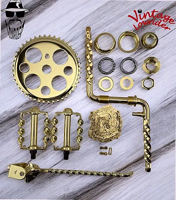 VINTAGE LOWRIDER TWISTED CRANK PACKAGE 6 FOR 26" CRUISER/LOWRIDER BICYCLES.